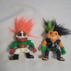 Hasbro Battle Trolls VTG 1992 Football and Punk Rocker Figure Dolls Lot of 2
